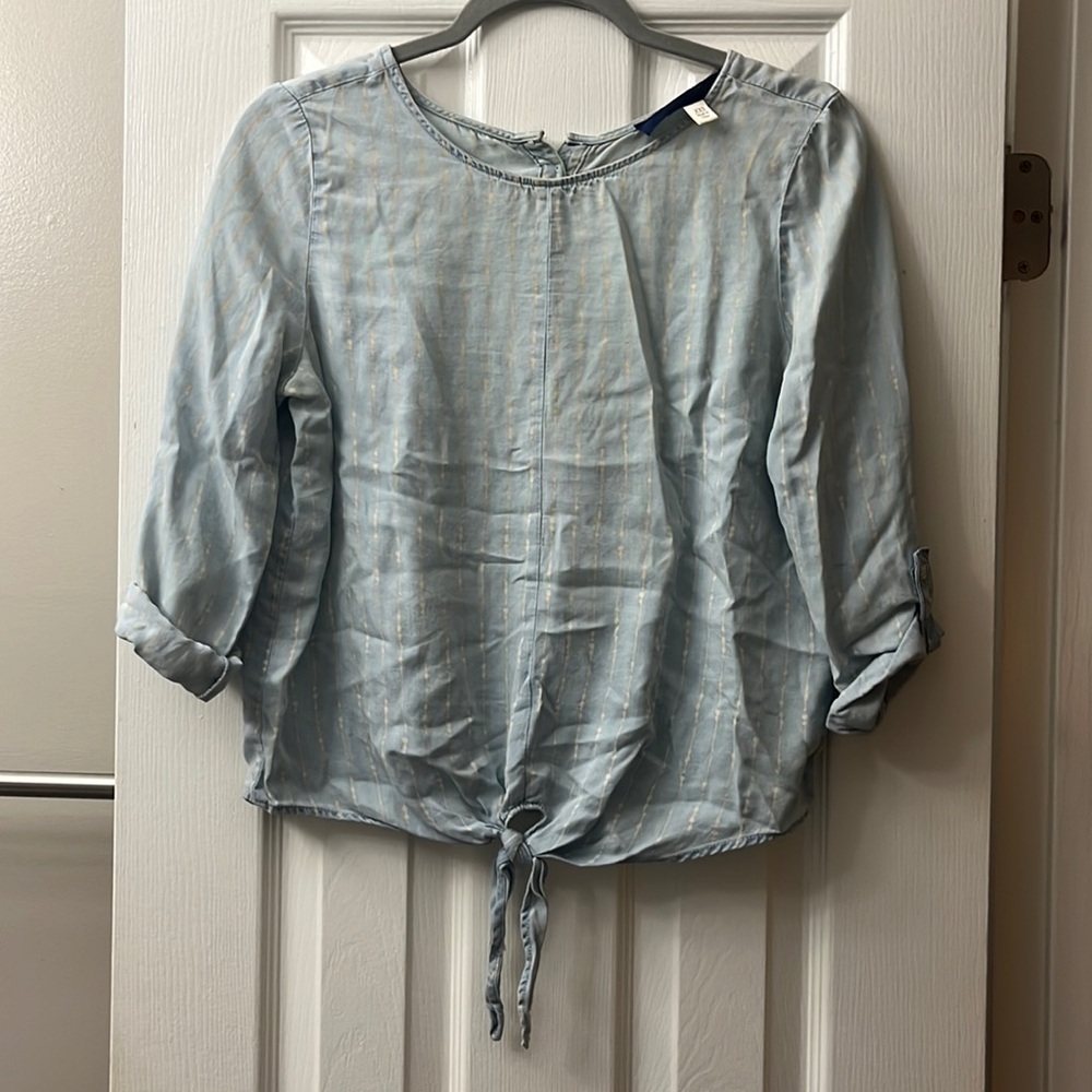 XXS Blue Tie Front Top